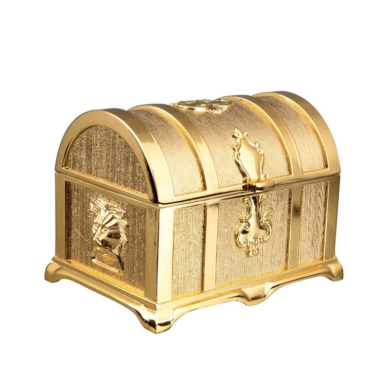 Feyarl 3.9inch Vintage Gold Treasure Box Jewelry Trinket Organizer Collection Keepsake Ring Earrings Decorative Box Stones Chest Case for Girl Women - Image 1
